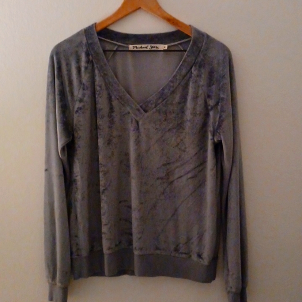 Michael Stars Gray Velvet Sweater